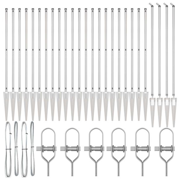 vidaXL Plotový sloupek. Jiný 26 pcs Šedá 3,2 x 3,2 x 140 cm Ocel