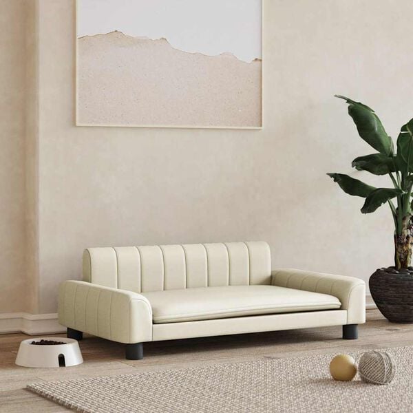 vidaXL Pelíšek pro psy krémový 90 x 53 x 30 cm umělá kůže