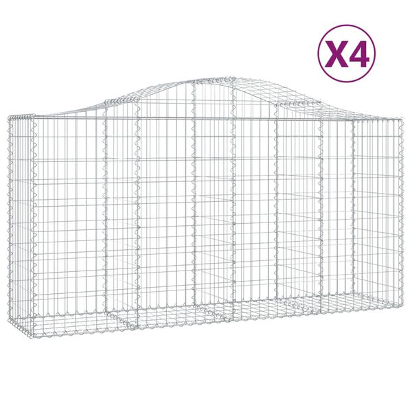 vidaXL Klenut&eacute; gabionov&eacute; ko&scaron;e 4 ks 200x50x100/120cm pozinkovan&eacute; železo