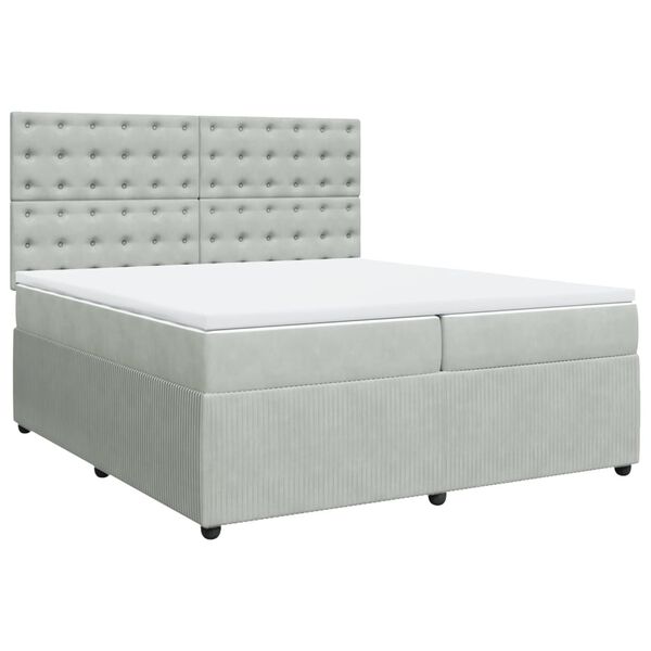 vidaXL Box spring postel s matrac&iacute; světle &scaron;ed&aacute; 200x200 cm samet