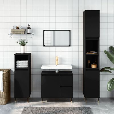 vidaXL Koupelnová skříňka černá 30 x 30 x 190 cm kompozitní dřevo