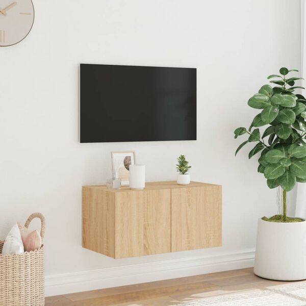 vidaXL N&aacute;stěnn&aacute; TV skř&iacute;ňka s LED osvětlen&iacute;m dub sonoma 60 x 35 x 31 cm