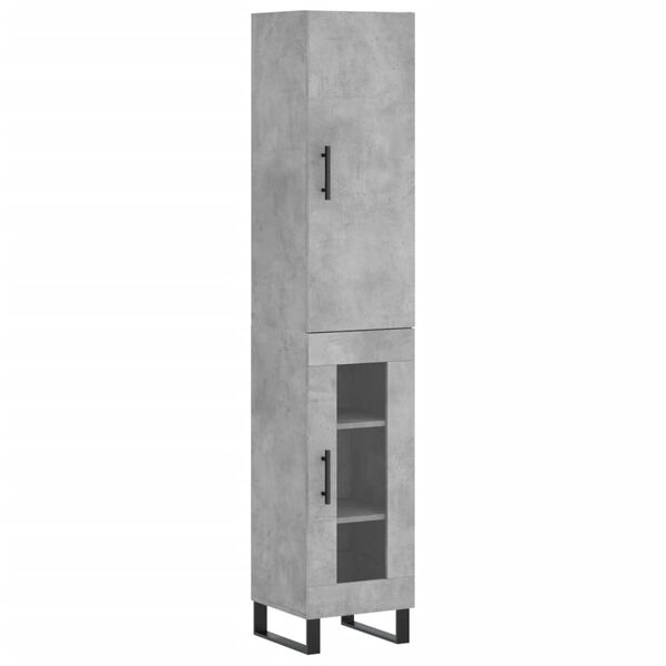 vidaXL Skř&iacute;ň highboard betonově &scaron;ed&aacute; 34,5x34x180 cm kompozitn&iacute; dřevo