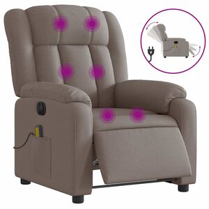 vidaXL Elektrick&eacute; mas&aacute;žn&iacute; polohovac&iacute; křeslo taupe textil