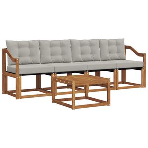 vidaXL Venkovn&iacute; pohovkov&aacute; souprava 5 pcs Př&iacute;rodn&iacute; a světle &scaron;ed&aacute;