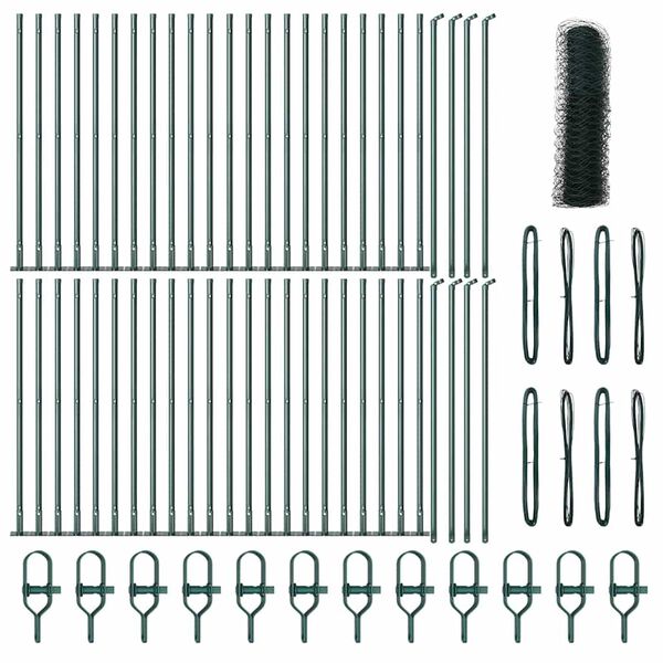 vidaXL Plotov&yacute; sloupek. Zelen&aacute; 100 x 0,6 m (36 mm pletivo) Ocel a PVC