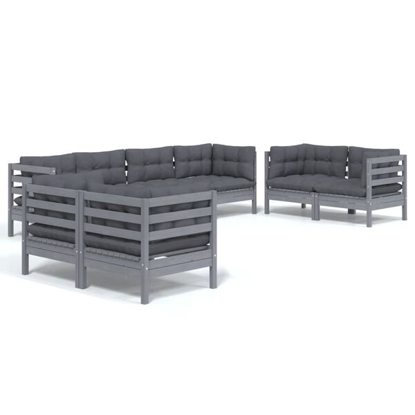 vidaXL 8dílná zahradní sedací souprava s poduškami masivní borovice