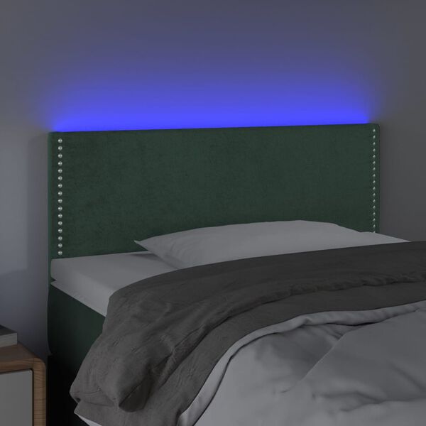 vidaXL Čelo postele s LED tmavě zelen&eacute; 80 x 5 x 78/88 cm samet