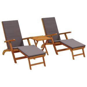 vidaXL Skl&aacute;dac&iacute; a nastaviteln&yacute; slunečn&iacute;k 3 pcs Tmavě &scaron;ed&aacute;