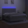 vidaXL Box spring postel s matrac&iacute; a LED světle &scaron;ed&aacute; 180x200 cm textil