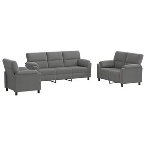 vidaXL Set pohovek 3 pcs Tmavě &scaron;ed&aacute; Samet