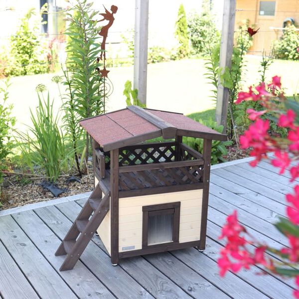 Kerbl Vyhřívaný domek pro kočky 4 roční období Deluxe 88x57x77cm hnědý