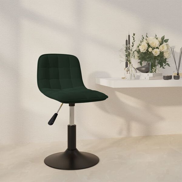 vidaXL Otočn&aacute; j&iacute;deln&iacute; židle tmavě zelen&aacute; samet