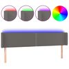 vidaXL Čelo postele s LED &scaron;ed&eacute; 203 x 16 x 78/88 cm uměl&aacute; kůže