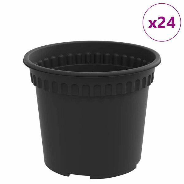 vidaXL Kulat&yacute; květin&aacute;č 24 pcs Čern&aacute; &Oslash; 12,5 x 10 cm Plast