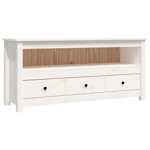 vidaXL TV skř&iacute;ňka b&iacute;l&aacute; 114x35x52 cm masivn&iacute; borov&eacute; dřevo