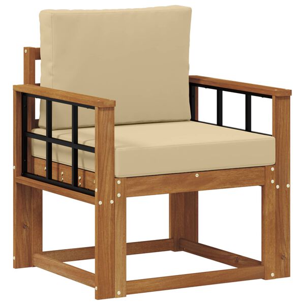 vidaXL Venkovn&iacute; pohovka Masivn&iacute; ak&aacute;ciov&eacute; dřevo a polyester Př&iacute;rodn&iacute;