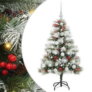 vidaXL Uměl&yacute; v&aacute;nočn&iacute; stromeček Zelen&aacute; a b&iacute;l&aacute; 120 cm PVC, kov a plast