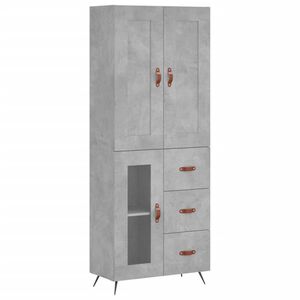 vidaXL Skř&iacute;ň highboard betonově &scaron;ed&aacute; 69,5x34x180 cm kompozitn&iacute; dřevo