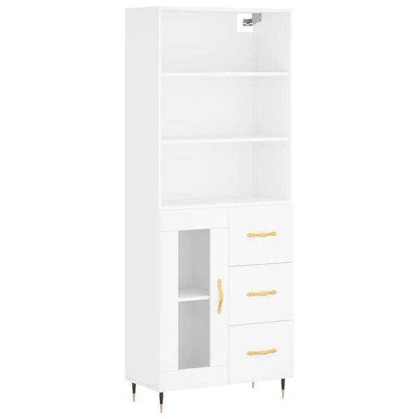 vidaXL Skř&iacute;ň highboard b&iacute;l&aacute; 69,5 x 34 x 180 cm kompozitn&iacute; dřevo