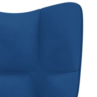 vidaXL Houpací křeslo se stoličkou modré samet