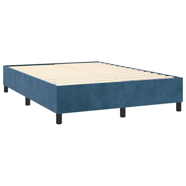 vidaXL Box spring postel s matrac&iacute; tmavě modr&aacute; 140x190 cm samet