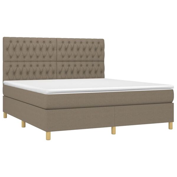 vidaXL Box spring postel s matrac&iacute; a LED taupe 180x200 cm textil