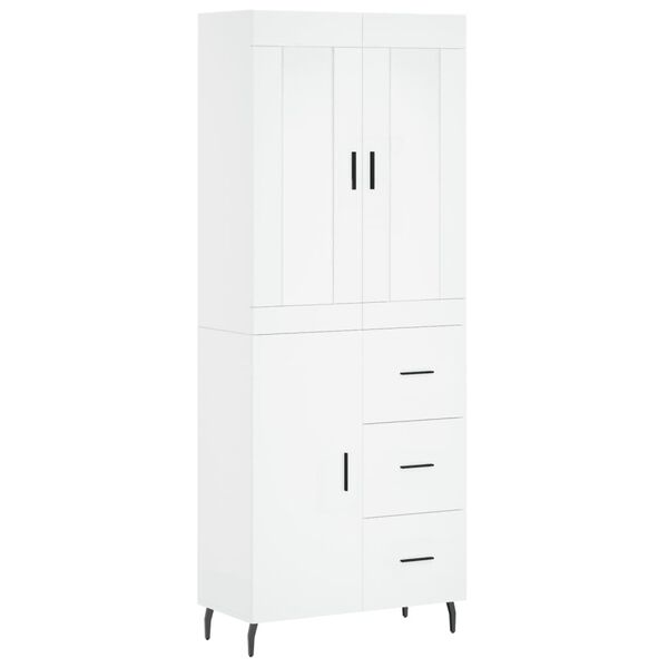 vidaXL Skř&iacute;ň highboard b&iacute;l&aacute; 69,5 x 34 x 180 cm kompozitn&iacute; dřevo