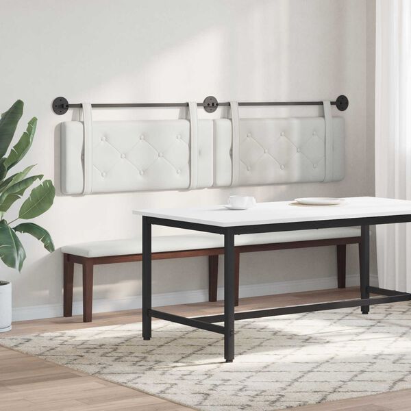 vidaXL Z&aacute;věsn&aacute; čeln&iacute; deska N&aacute;stěnn&yacute; B&iacute;l&yacute; 210 x 55 x 5 cm Uměl&aacute; kůže