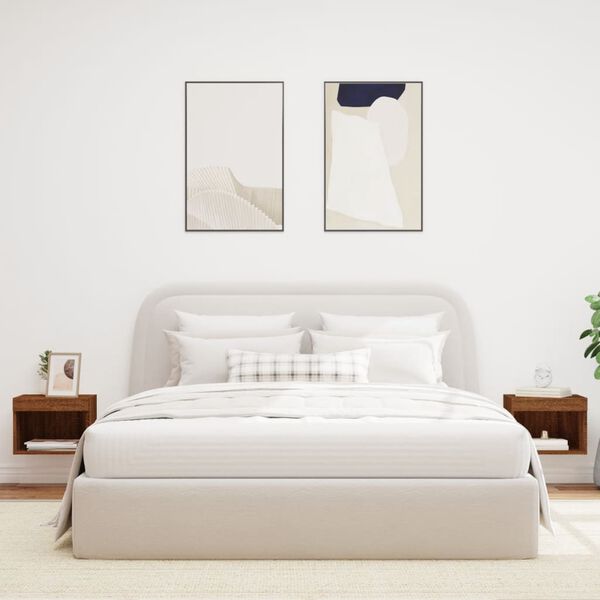 vidaXL Noční stolky s LED osvětlením nástěnné 2 ks hnědý dub