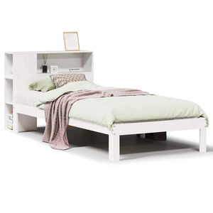 vidaXL Postel s knihovnou bez matrace b&iacute;l&aacute; 75x190 cm masivn&iacute; borovice