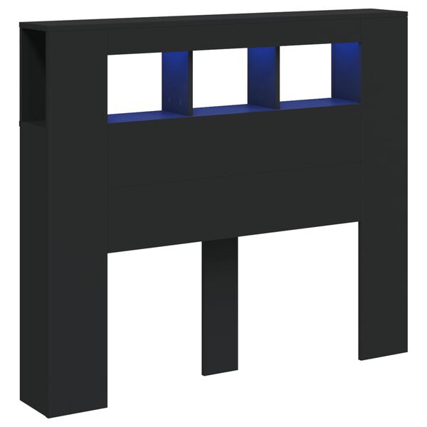 vidaXL Čelo postele s LED černé 120 x 18,5 x 103,5 cm kompozitní dřevo