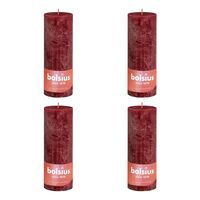 Bolsius Rustikální válcové svíčky Shine 4ks 190x68 mm sametově červené