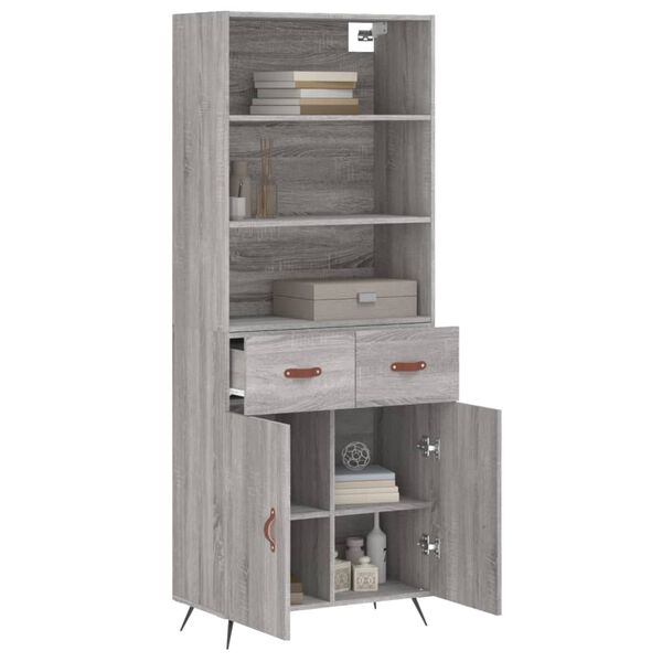 vidaXL Skříň highboard šedá sonoma 69,5 x 34 x 180 cm kompozitní dřevo