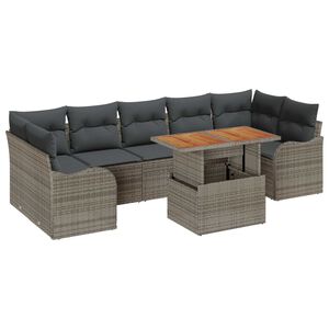 vidaXL Sada zahradn&iacute;ch pohovek s &uacute;loži&scaron;těm 8 pcs &Scaron;ed&aacute; Poly ratan