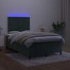 vidaXL Box spring postel s matrac&iacute; a LED tmavě zelen&aacute; 120x200 cm samet
