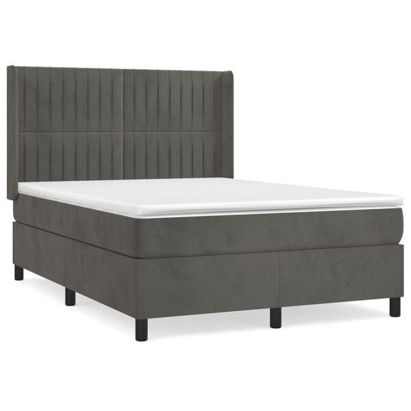 vidaXL Box spring postel s matrac&iacute; tmavě &scaron;ed&yacute; 140 x 190 cm samet