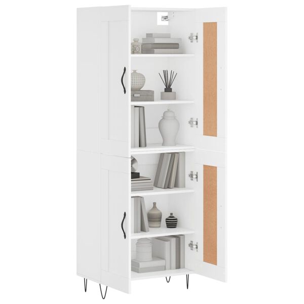 vidaXL Skř&iacute;ň highboard b&iacute;l&aacute; 69,5 x 34 x 180 cm kompozitn&iacute; dřevo