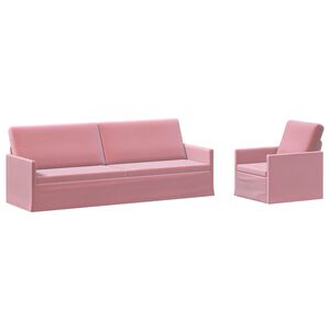 vidaXL Set pohovek 2 pcs Růžov&aacute; Samet