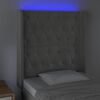 vidaXL Čelo postele s LED světle &scaron;ed&eacute; 83 x 16 x 118/128 cm samet
