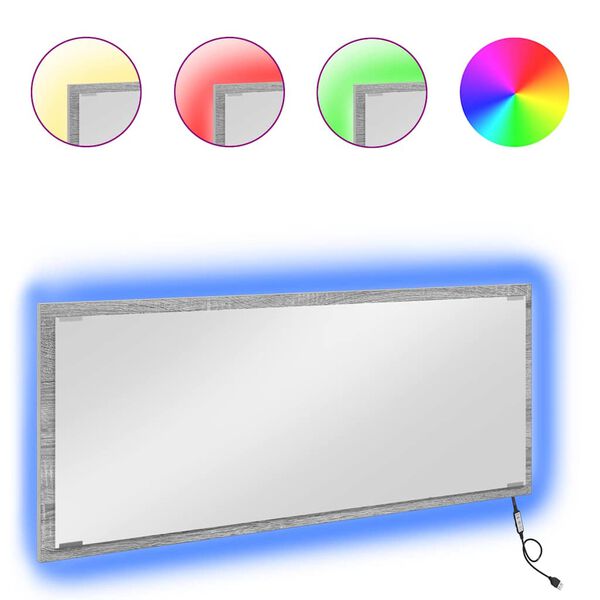 vidaXL Zrcadlo N&aacute;stěnn&yacute; &Scaron;ed&aacute; Sonoma 90 x 8,5 x 37 cm kompozitn&iacute; dřevo