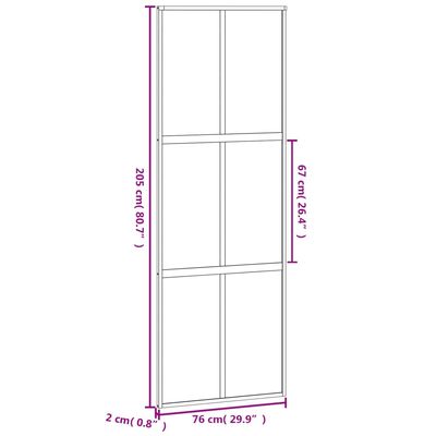 vidaXL Posuvné dveře bílé 76 x 205 cm tvrzené sklo a hliník