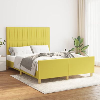 vidaXL Rám postele s čelem zelený 140x190 cm textil