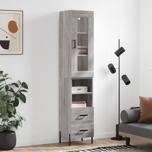 vidaXL Skř&iacute;ň highboard &scaron;ed&aacute; sonoma 34,5 x 34 x 180 cm kompozitn&iacute; dřevo