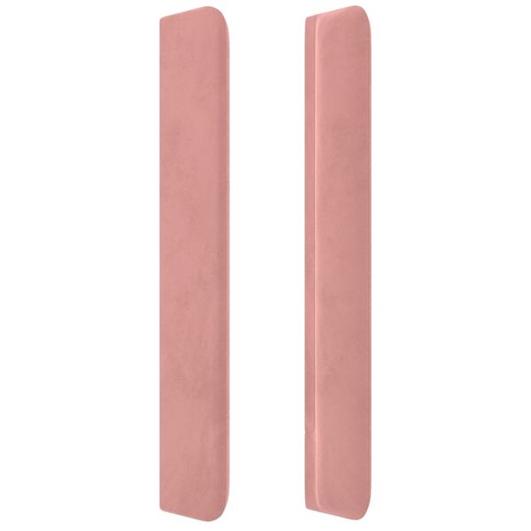 vidaXL Čelo postele typu u&scaron;&aacute;k růžov&eacute; 147x16x118/128 cm samet