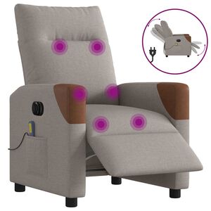 vidaXL Elektrick&eacute; mas&aacute;žn&iacute; polohovac&iacute; křeslo taupe textil