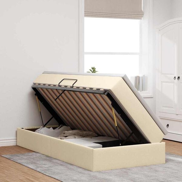 vidaXL Postel s &uacute;ložn&yacute;m prostorem a matrac&iacute; Kr&eacute;mov&aacute; 90 x 190 cm