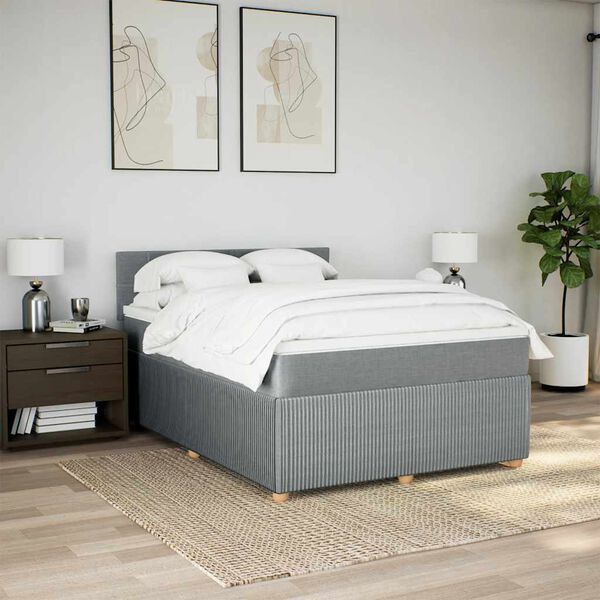 vidaXL Box spring postel s matrac&iacute; světle &scaron;ed&aacute; 160 x 200 cm textil