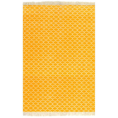 vidaXL Koberec Kilim se vzorem bavlněný 120 x 180 cm žlutý