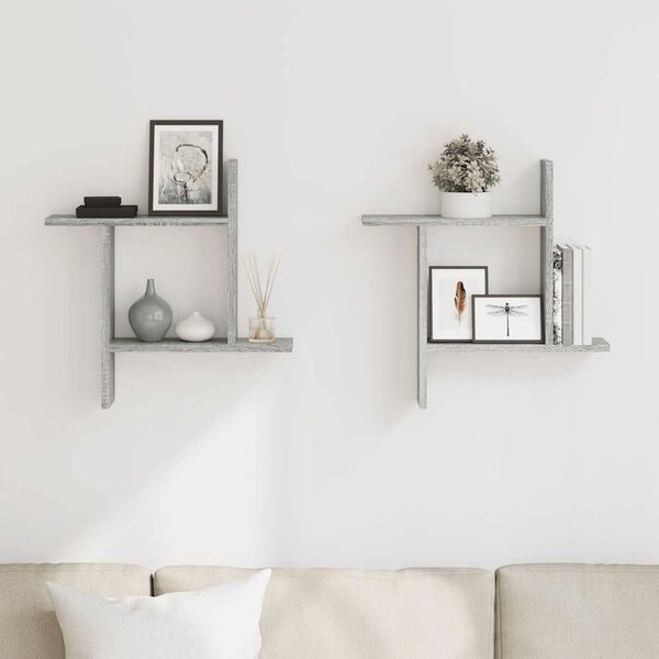 vidaXL N&aacute;stěnn&eacute; police 2 ks &scaron;ed&eacute; sonoma 50x12x50 cm kompozitn&iacute; dřevo